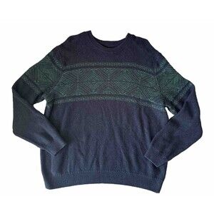 Croft & Barrow Geometric Sweater Large Blue Green Mens 2XL